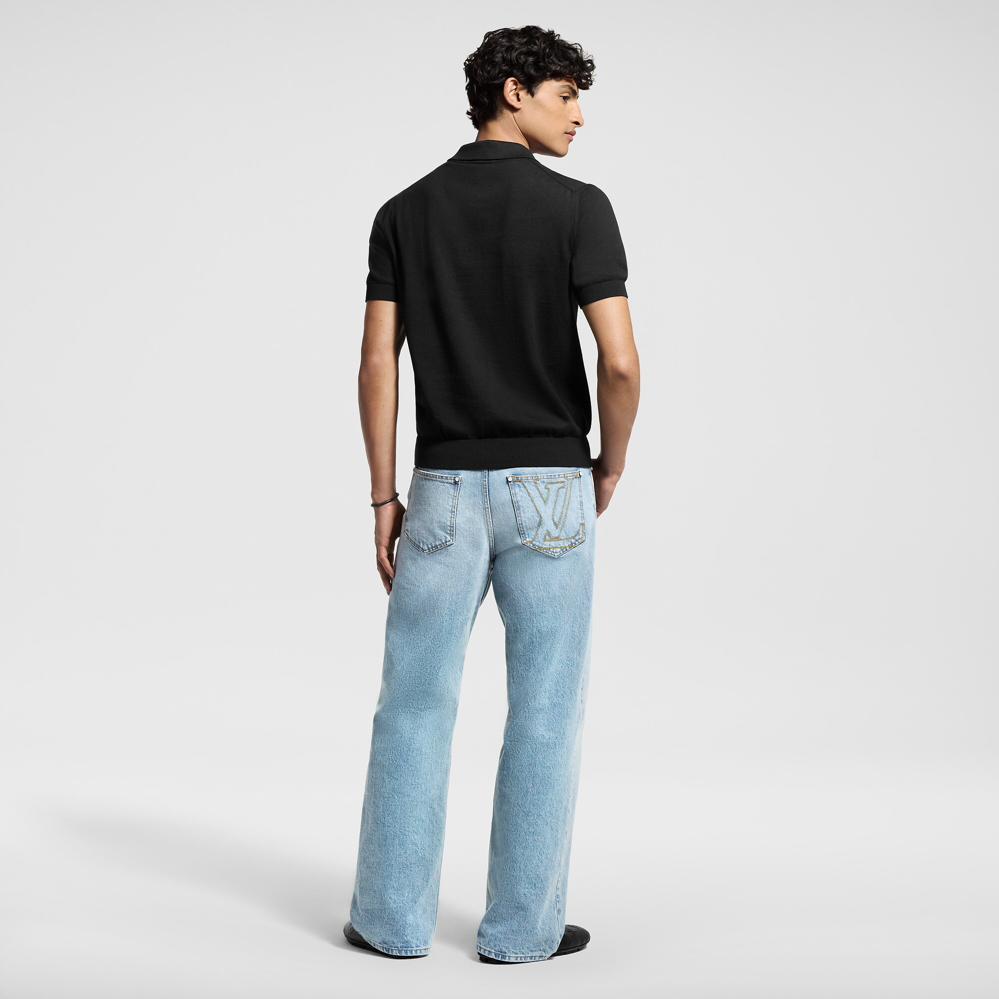 カシミヤアンドコットンブレンドショートスリーブポロ - 画像 (5)