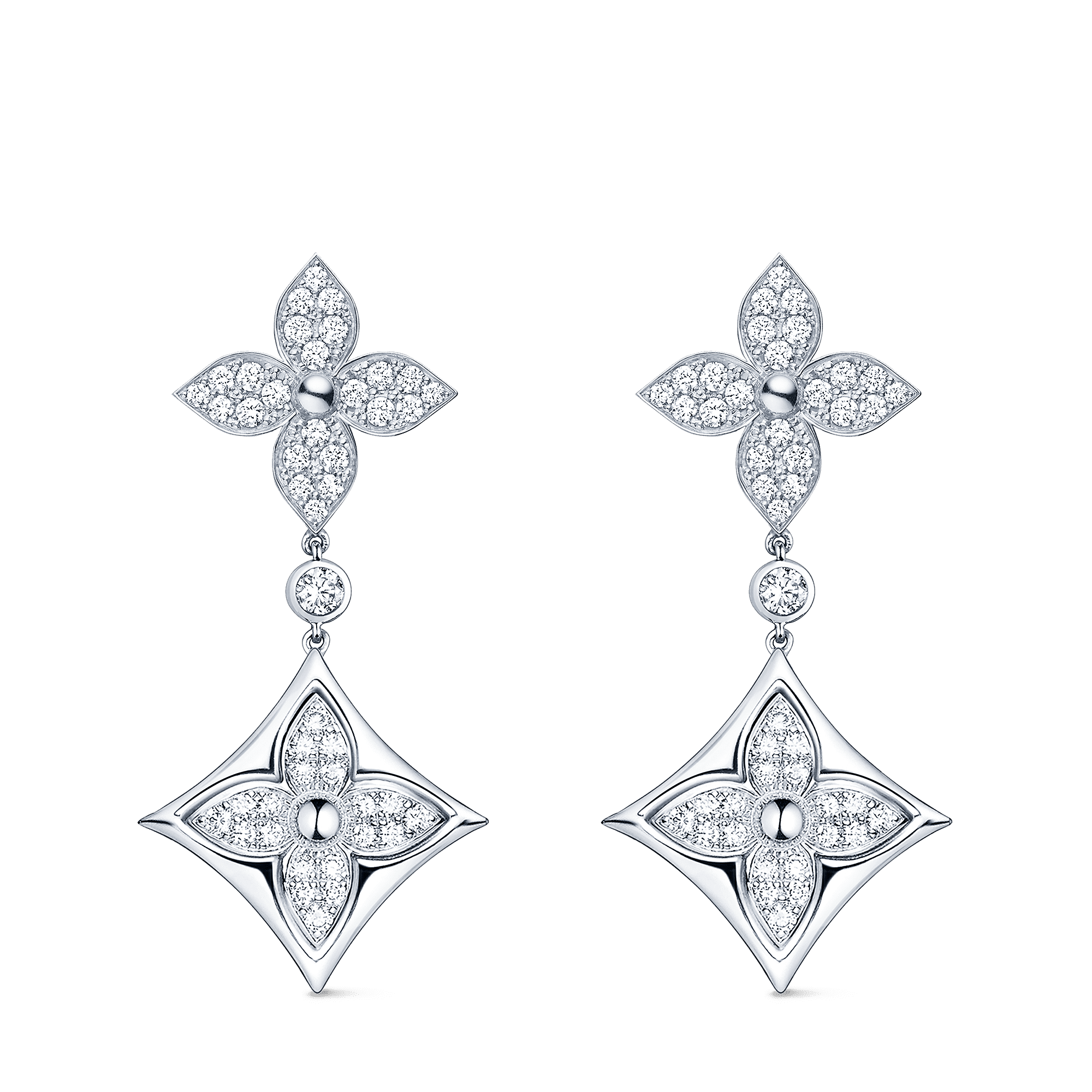 ロングピアス ブロッサム(ホワイトゴールド×ダイヤモンド)