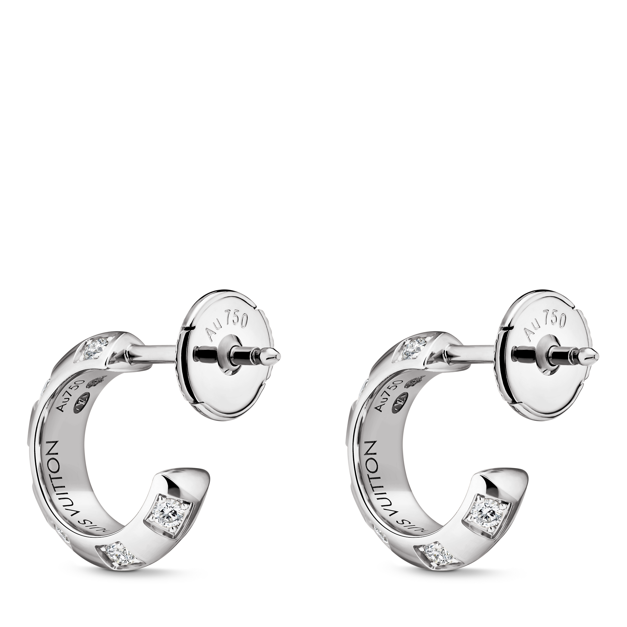 フープピアス ル ダミエ ドゥ ルイ・ヴィトン 3,5mm (ホワイトゴールド×ダイヤモンド) - 画像 (4)