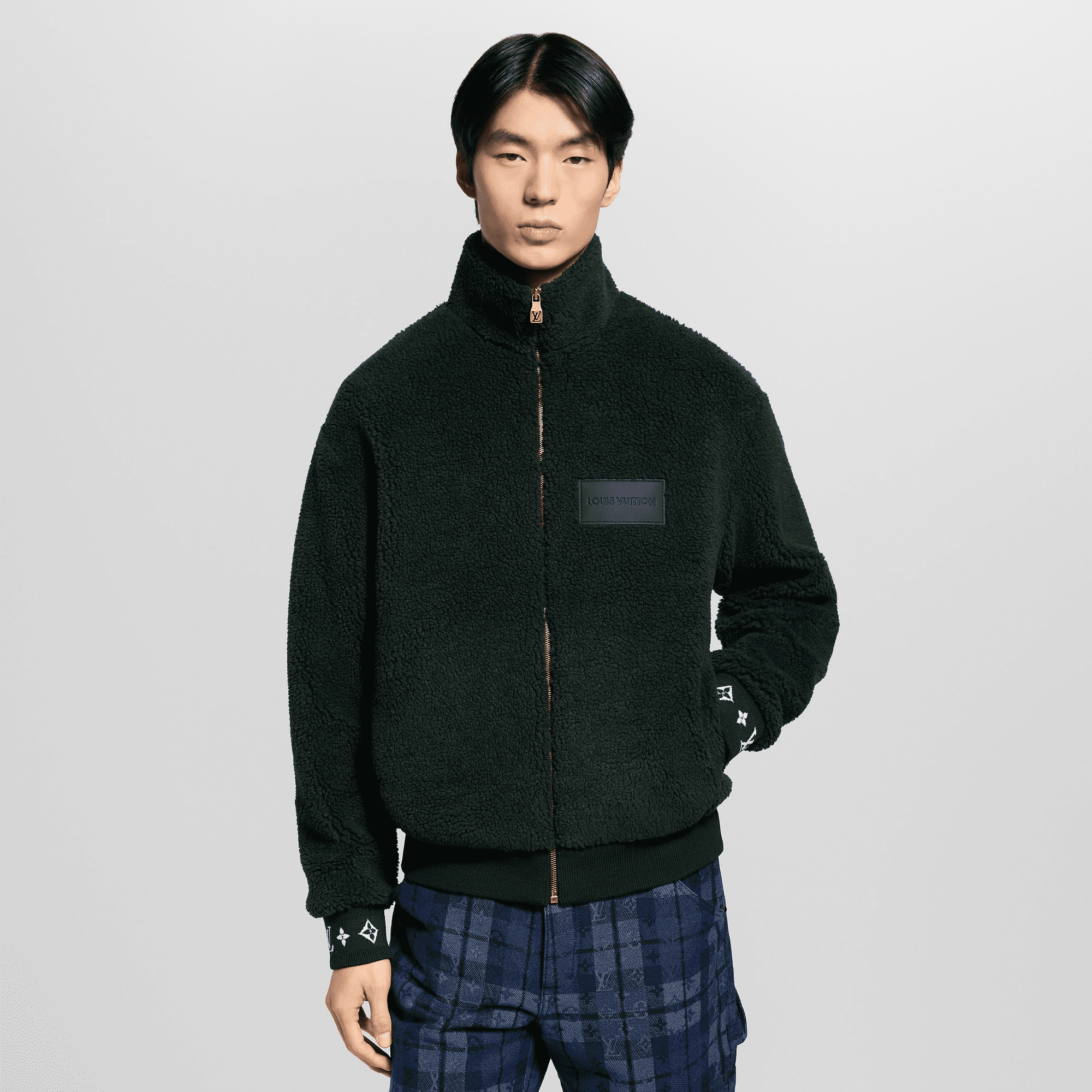 レザーパッチフリースブルゾン - 画像 (3)