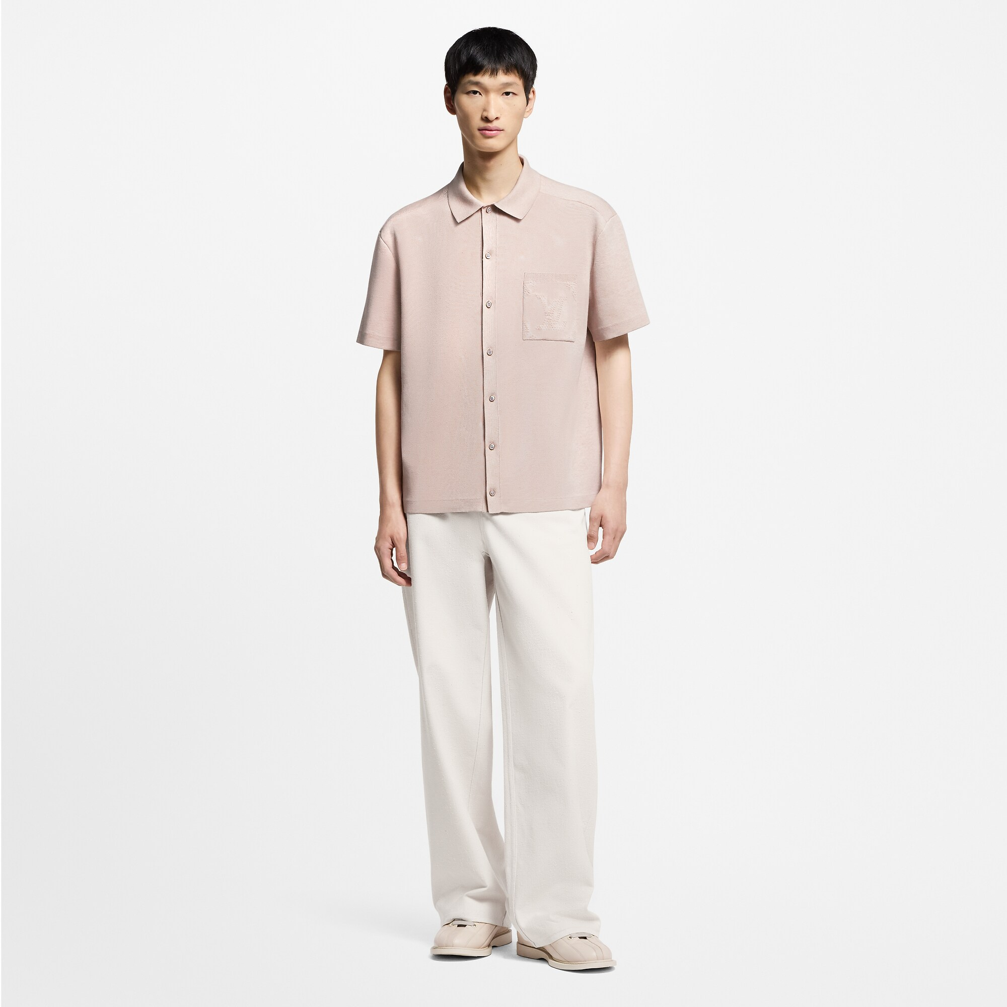 モノグラムエンボスド ショートスリーブニットシャツ
