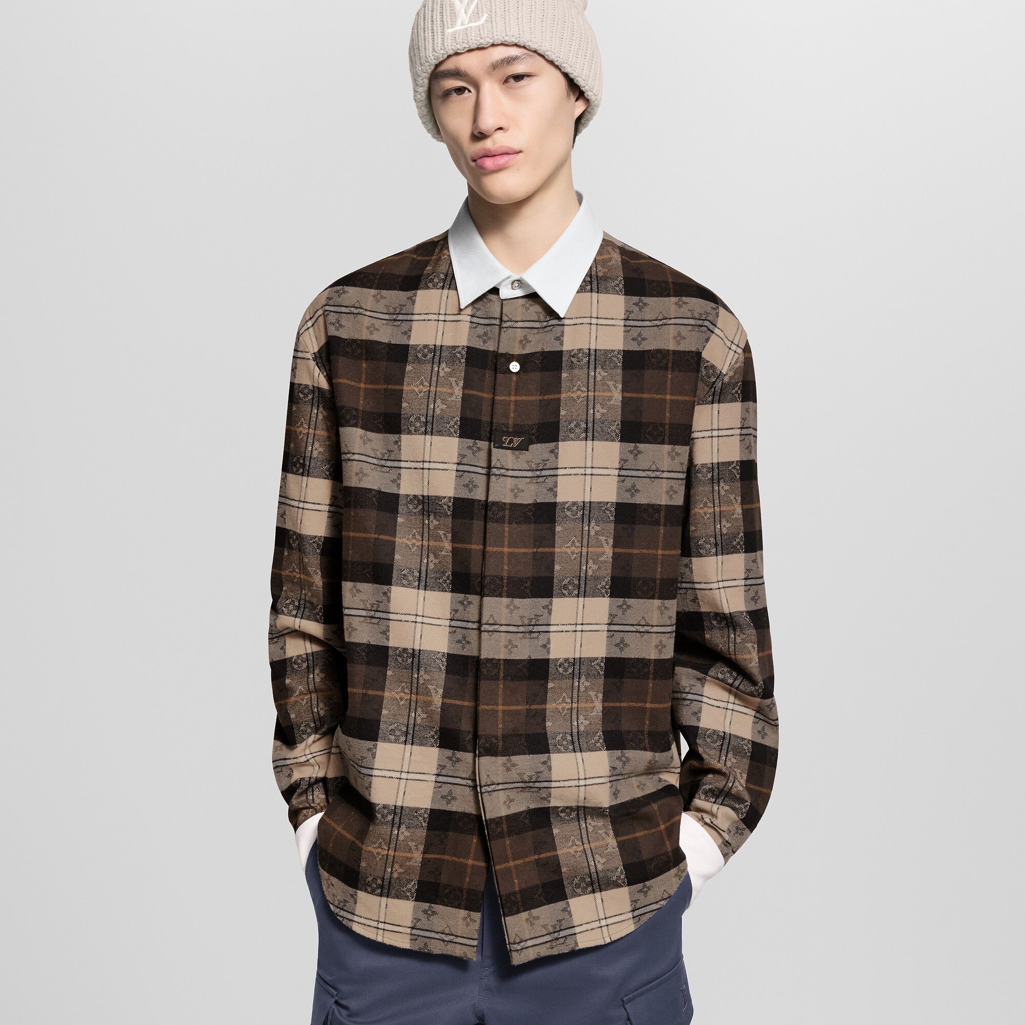 モノグラム フランネル ロングスリーブ ポロシャツ - 画像 (3)