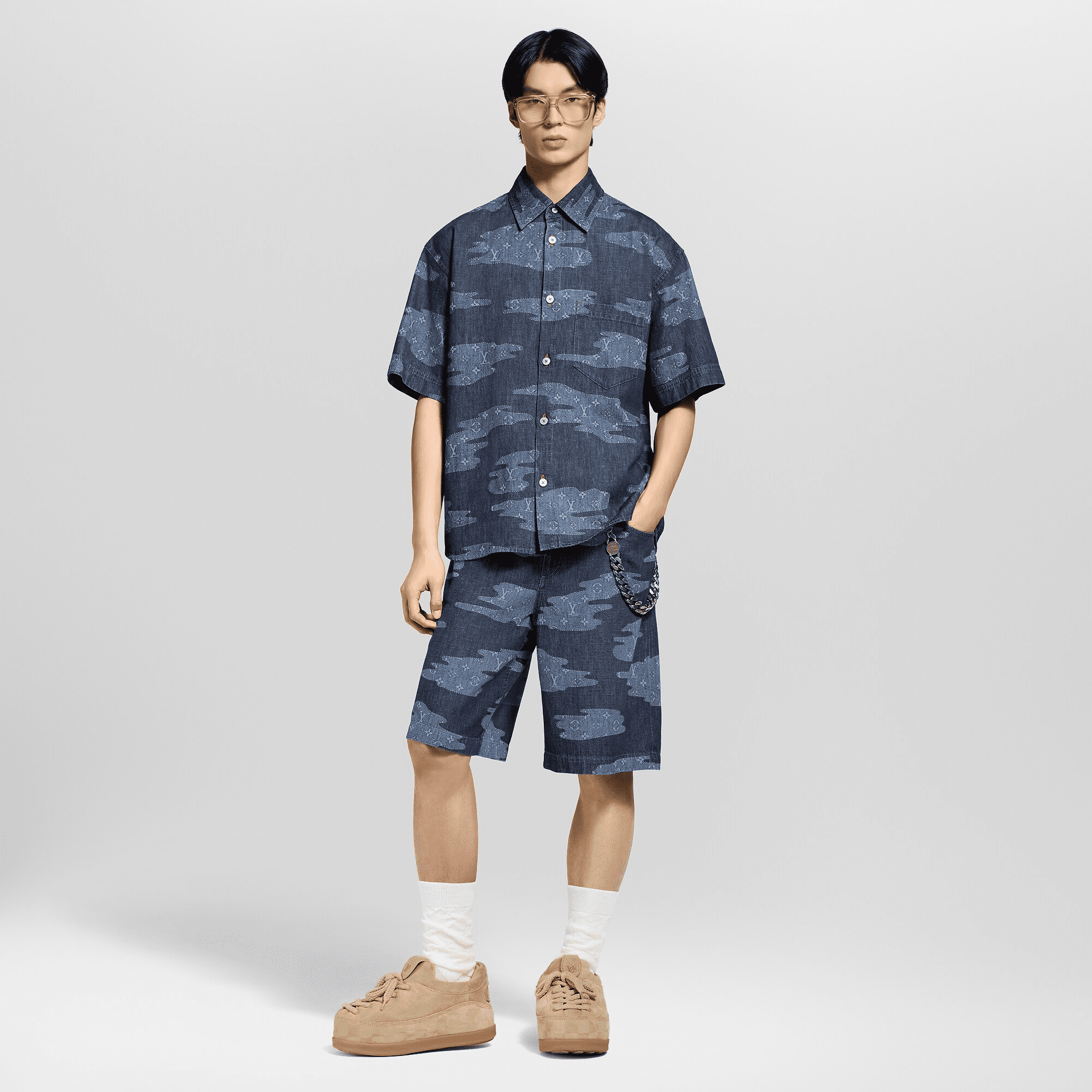 モノグラム ショートスリーブ シャンブレーシャツ