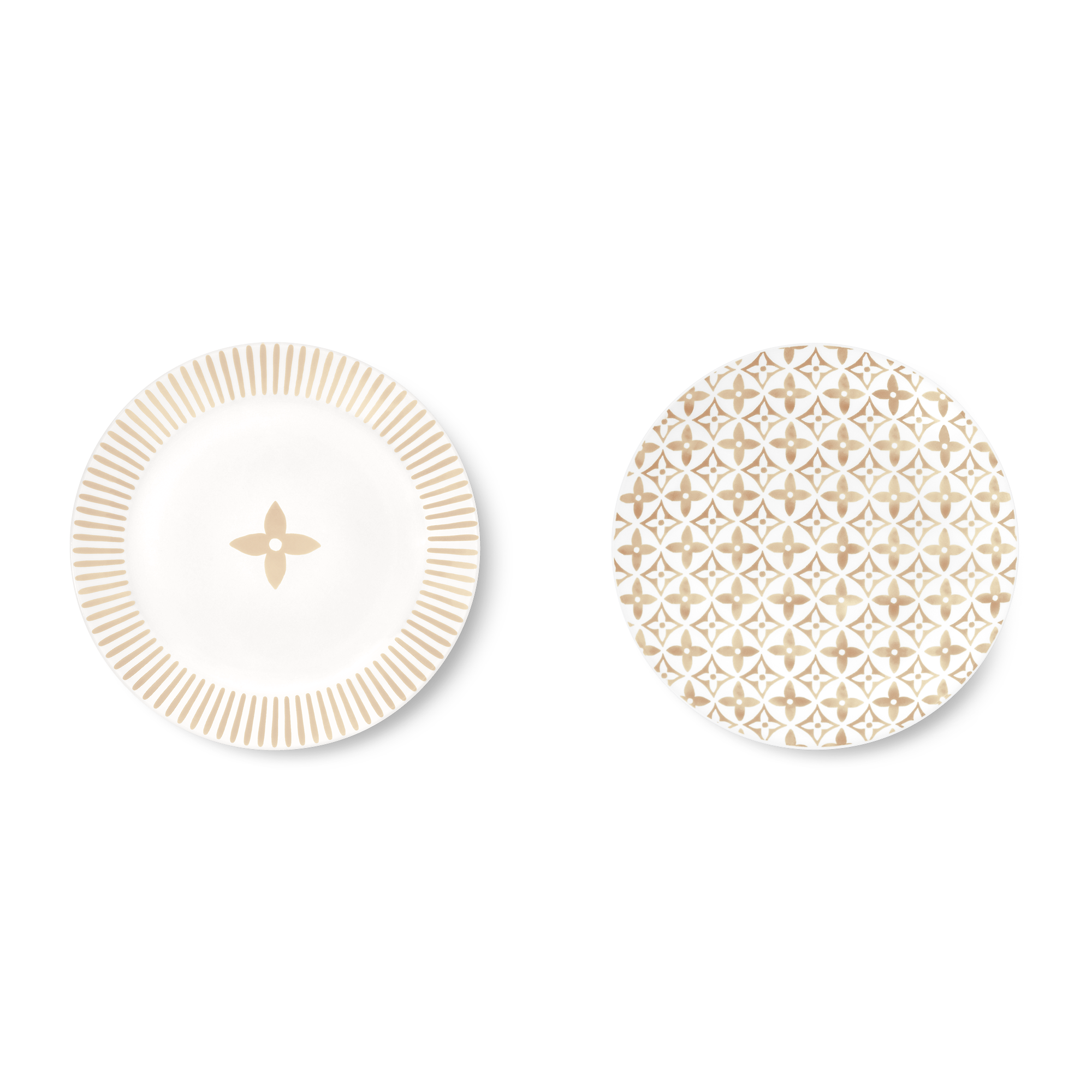 Set Of 2 Side Plates Monogram Flower Tile