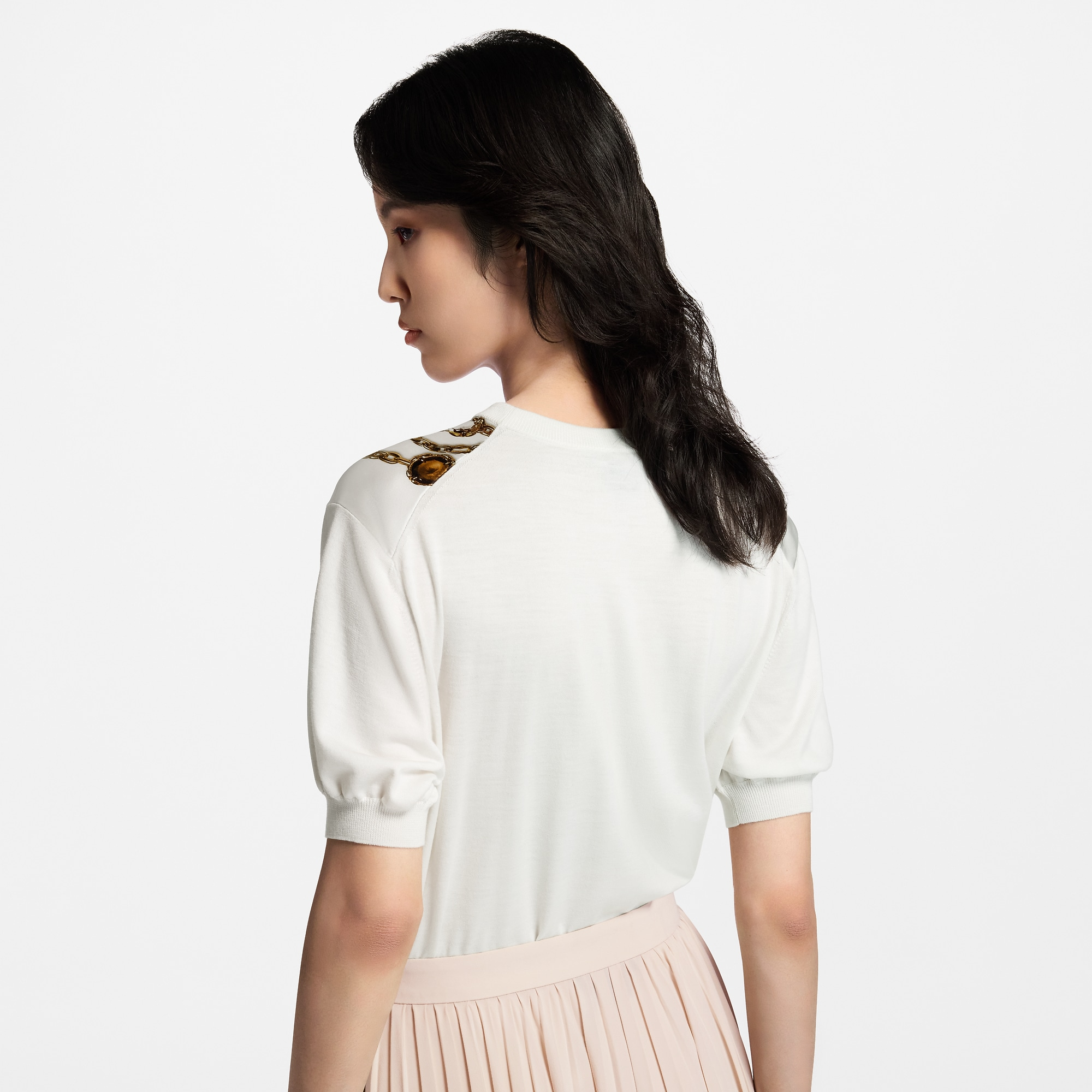 トロンプ ルイユ ネックレスプリント ニットトップ - 画像 (6)