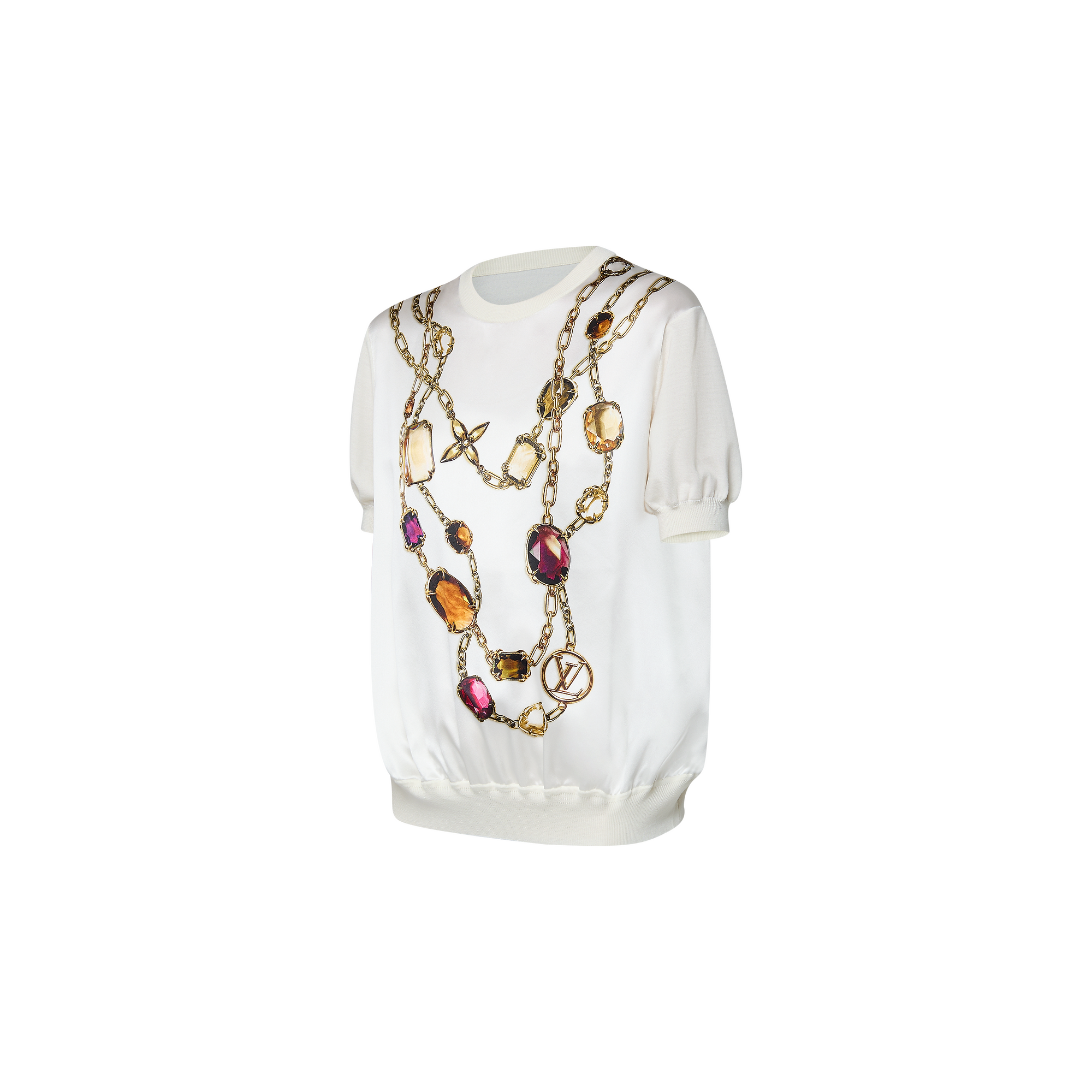 トロンプ ルイユ ネックレスプリント ニットトップ - 画像 (3)
