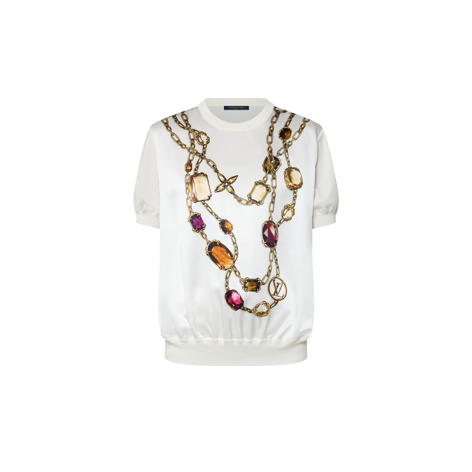 トロンプ ルイユ ネックレスプリント ニットトップ - 画像 (2)